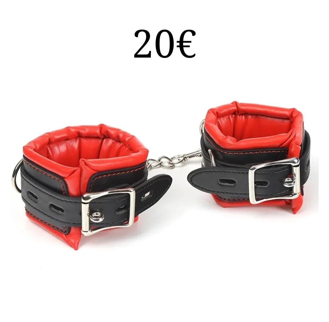 Black and Red Padded Wrist Cuffs